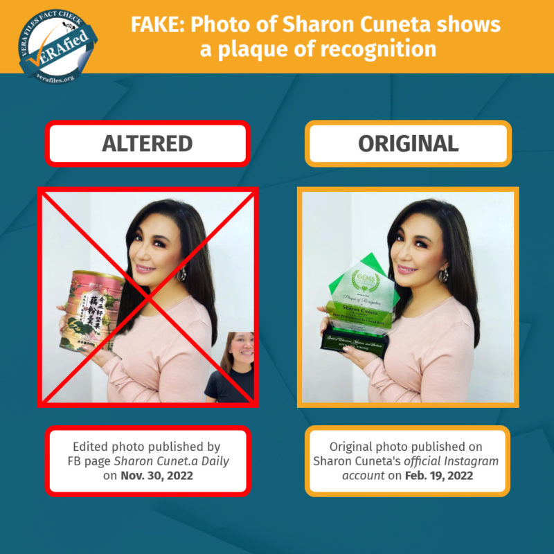 VERA FILES FACT CHECK: IMPOSTOR FB Page Uses Sharon Cuneta To Sell ...