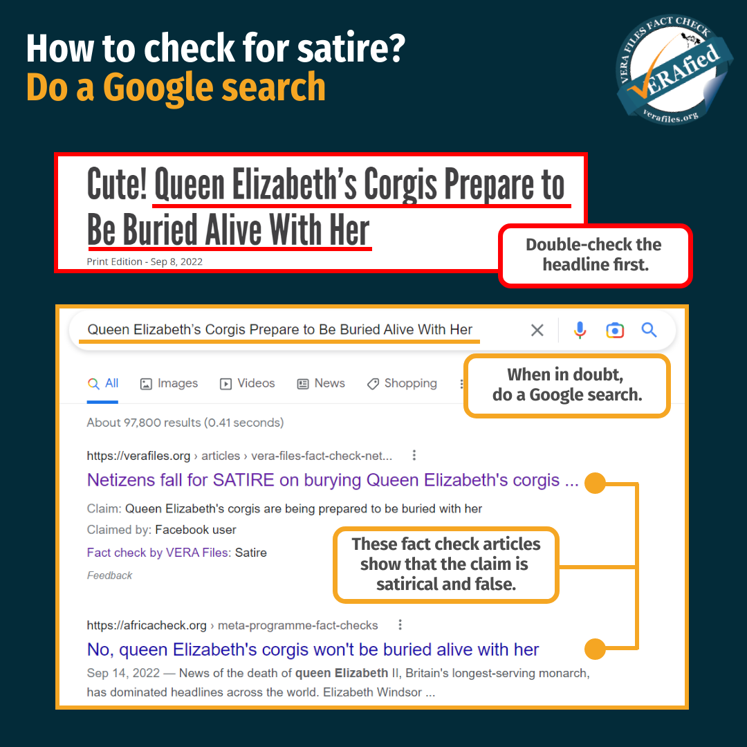 How to check for Satire?: Do a Google search