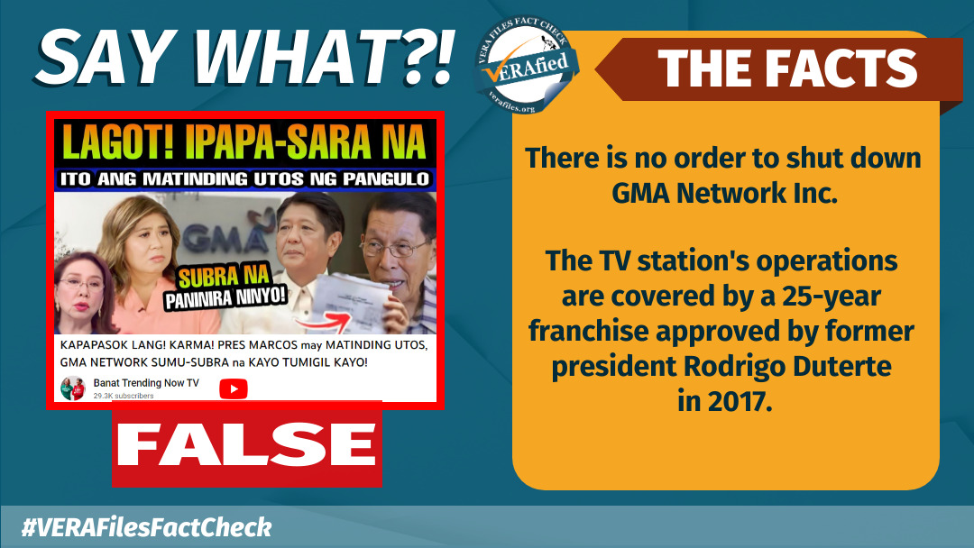 VERA FILES FACT CHECK: Marcos NOT closing down GMA Network