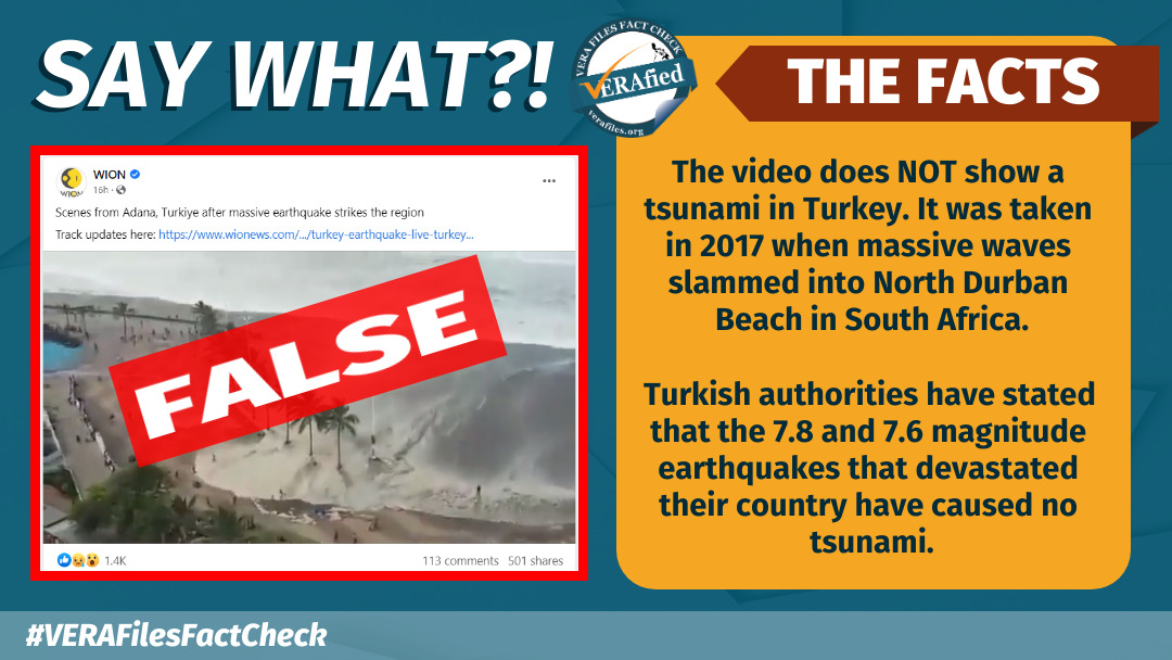 VERA FILES FACT CHECK: Video DOES NOT show tsunami in Turkey but massive wave in South Africa