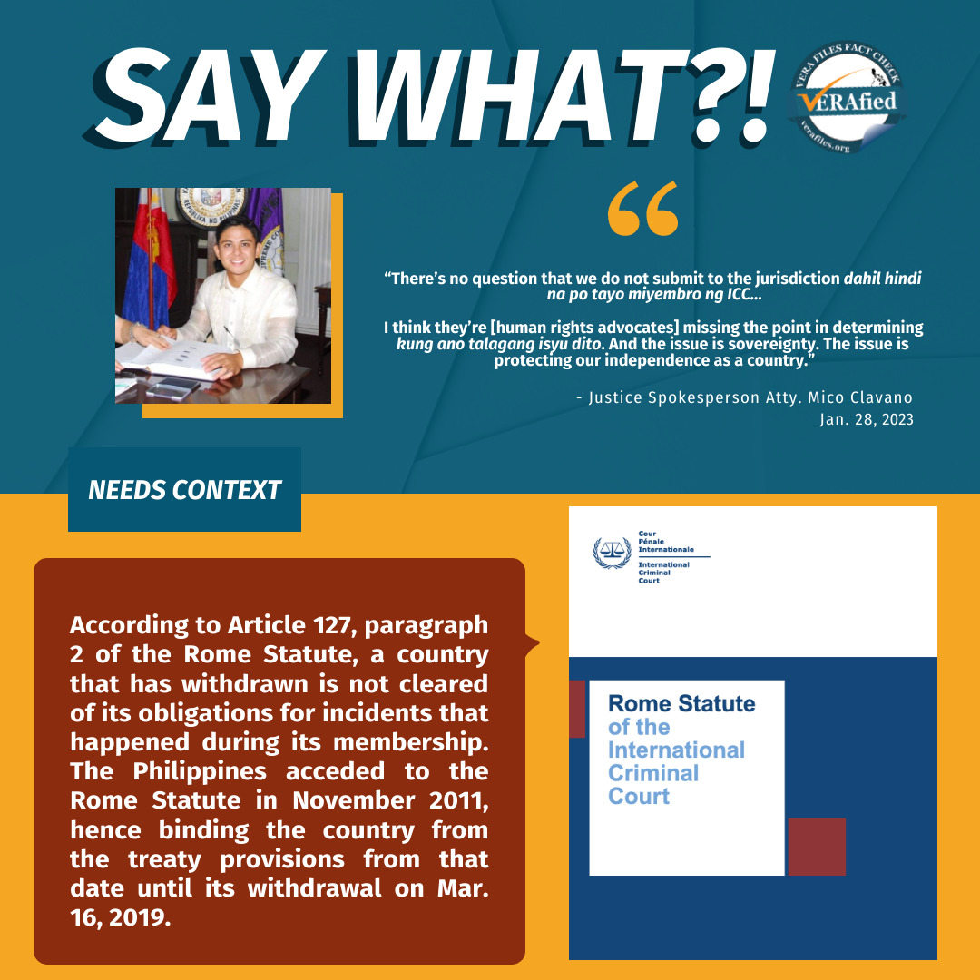 Infographic on #AnoRaw: DOJ spokesperson’s claim on ICC jurisdiction needs context