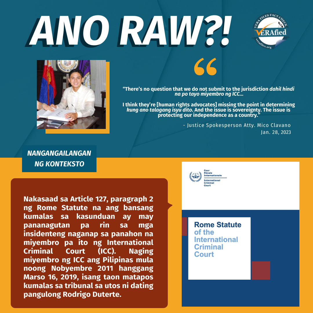 #AnoRaw: Pahayag ng tagapagsalita ng DOJ sa hurisdiksyon ng ICC nangangailangan ng konteksto
