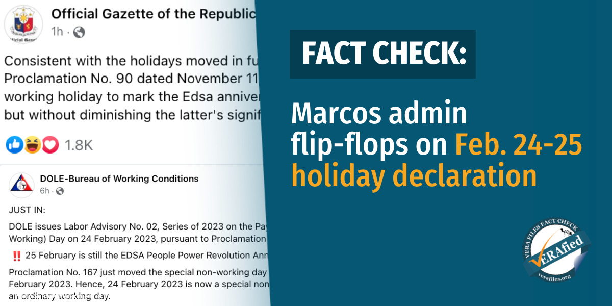 Marcos admin flip-flops on Feb. 24-25 holiday declaration