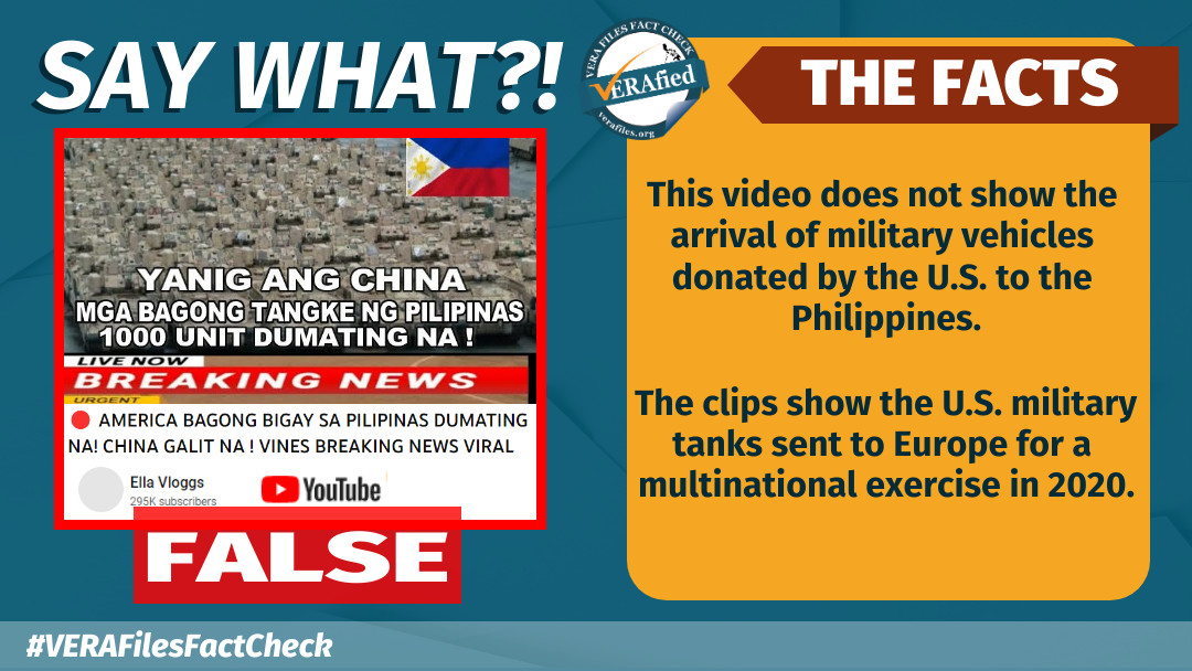 VERA FILES FACT CHECK: U.S. DID NOT donate 1,000 military tanks to the Philippines