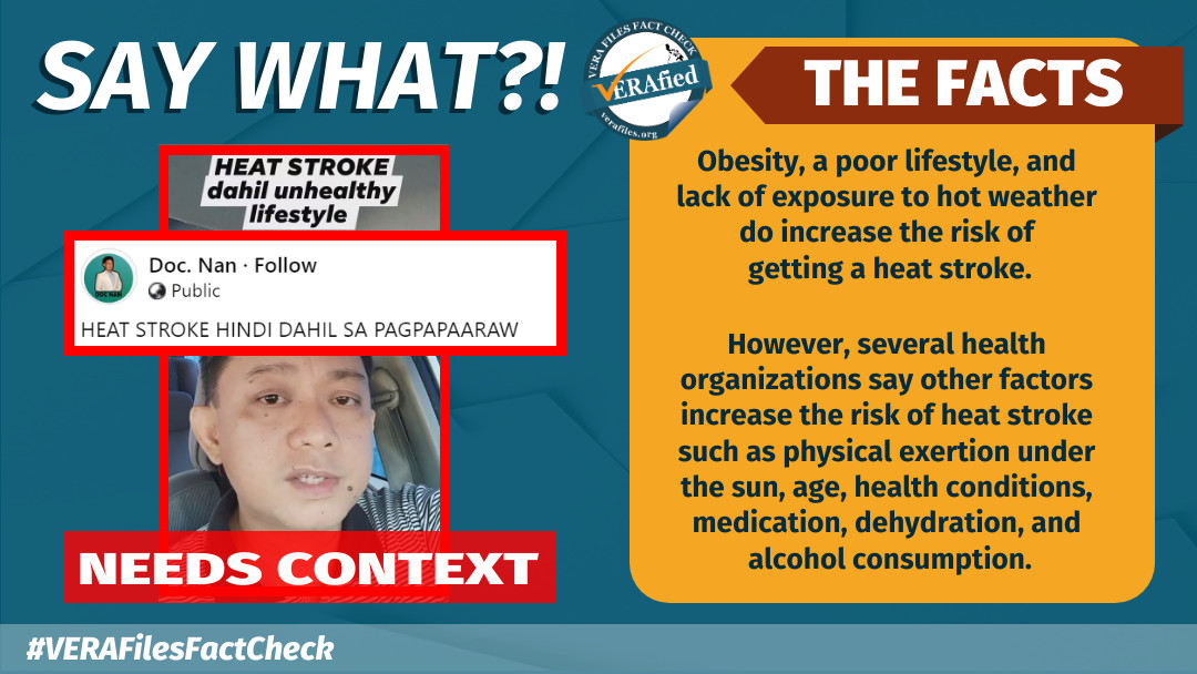 VERA FILES FACT CHECK: Claim that unhealthy lifestyle a risk for heat stroke NEEDS CONTEXT