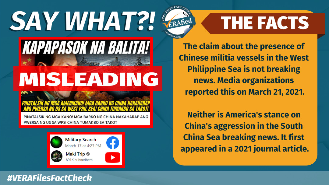 VERAfied: Claim on 200 Chinese militia vessels in WPS, U.S. action vs China MISLEADS