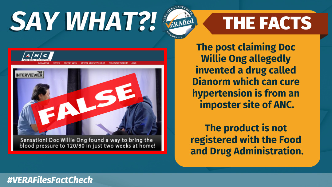 VERA FILES FACT CHECK: Another ‘ANC’ impostor site peddles cure for hypertension, clogged blood vessels