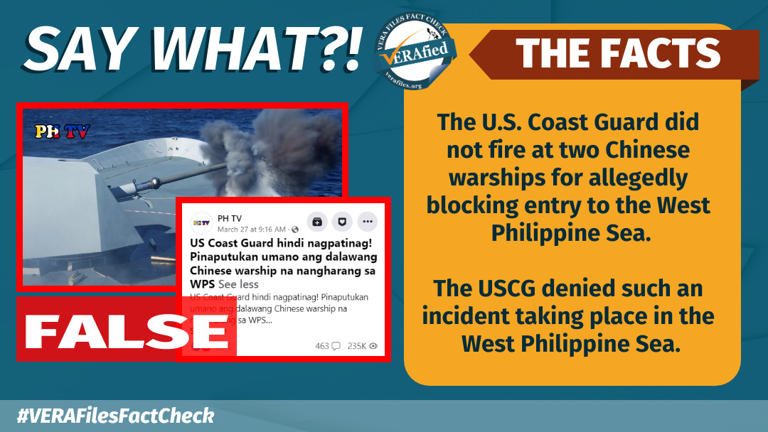 VERA FILES FACT CHECK: US Coast Guard did NOT sink Chinese ships in West PH Sea