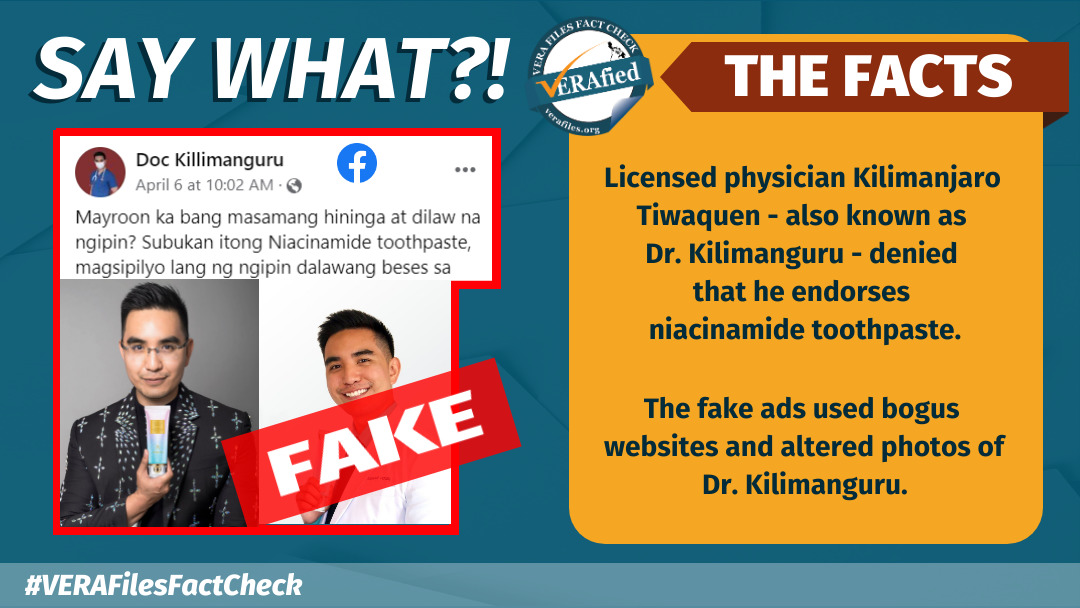 VERA FILES FACT CHECK: FB pages POSE as doctor’s page, sell unlisted niacinamide toothpaste