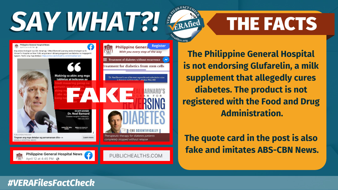 VERA FILES FACT CHECK: Milk supplement for diabetes unregistered, NOT endorsed by PGH - Vimarsana News