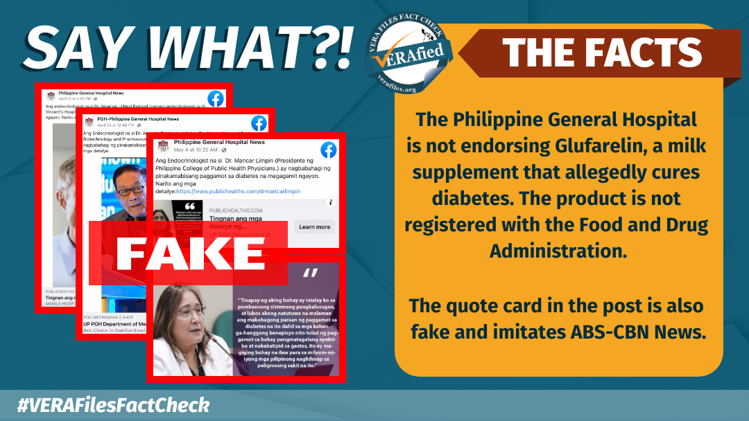 VERA FILES FACT CHECK: Milk supplement for diabetes unregistered, NOT endorsed by PGH