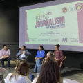 McLuhan fellows and veteran journalists in a forum during the 2023 PJRC at the UP College of Mass Communication on Friday, May 5.