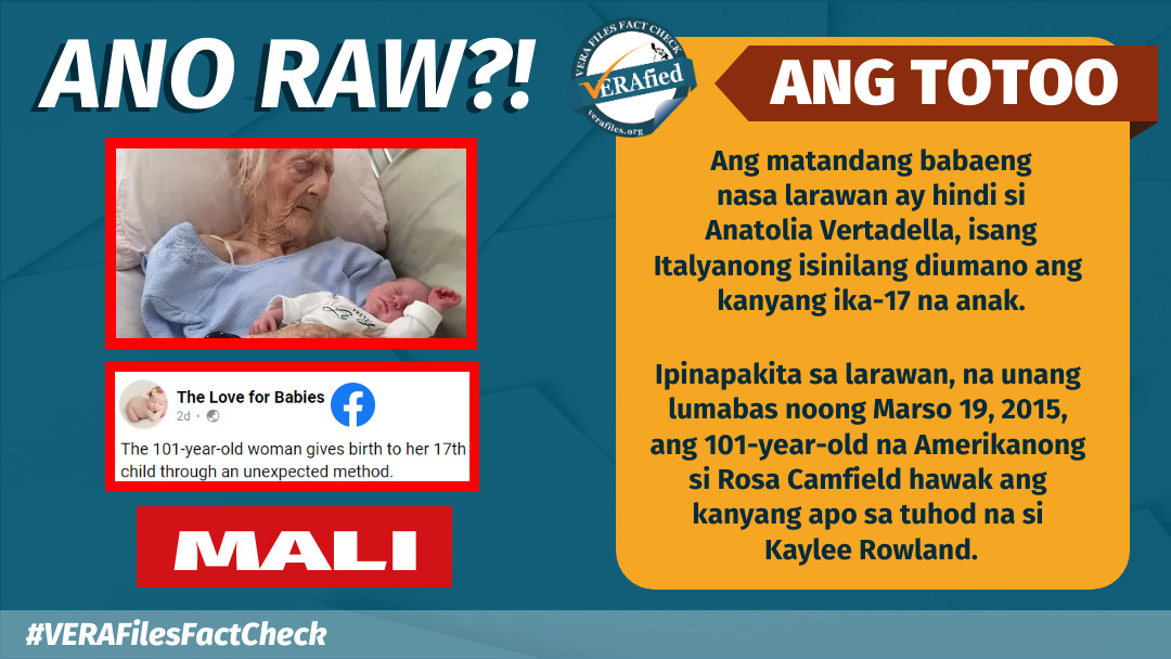 VERA FILES FACT CHECK: This is NOT a photo of a 101-year-old woman holding her newborn child - Vimarsana News