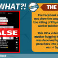 SAY WHAT: The Facebook reel does not show the suspect behind the killing of FIlipino overseas worker Jullebee Ranara. This 2014 video shows a mother hugging her son who was deceived by religious preachers into joining the war in Syria.