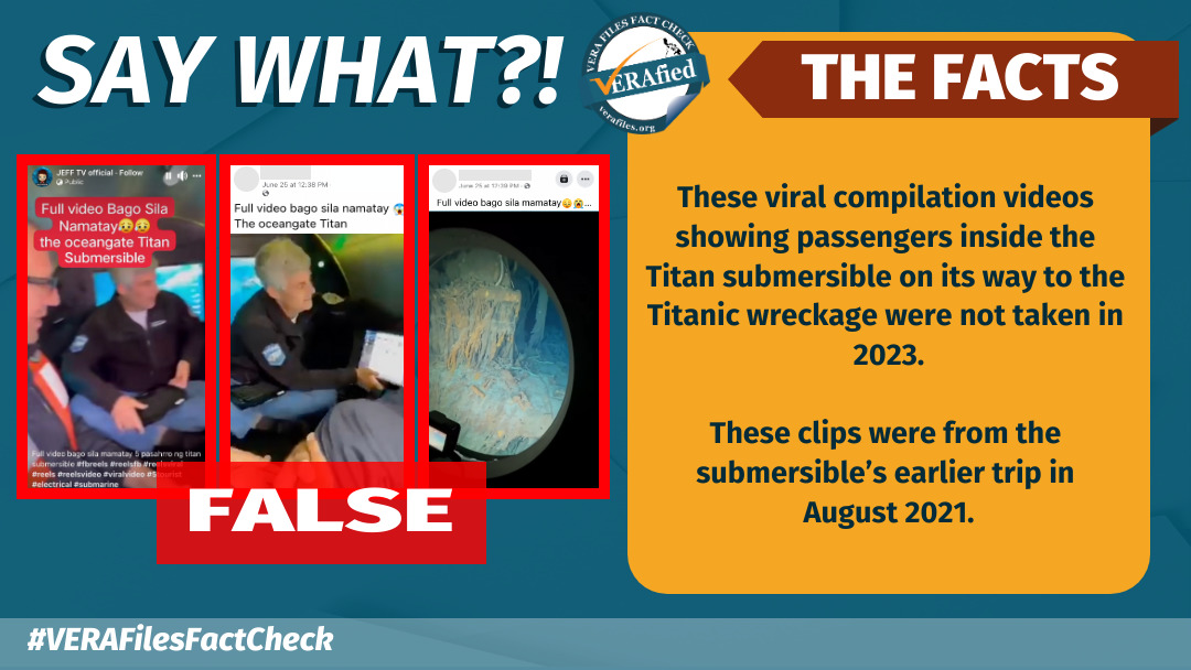 SAY WHAT: These viral compilation videos showing passengers inside the Titan submersible on its way to the Titanic wreckage were not taken in 2023. These clips were from the submersible’s earlier trip in August 2021.