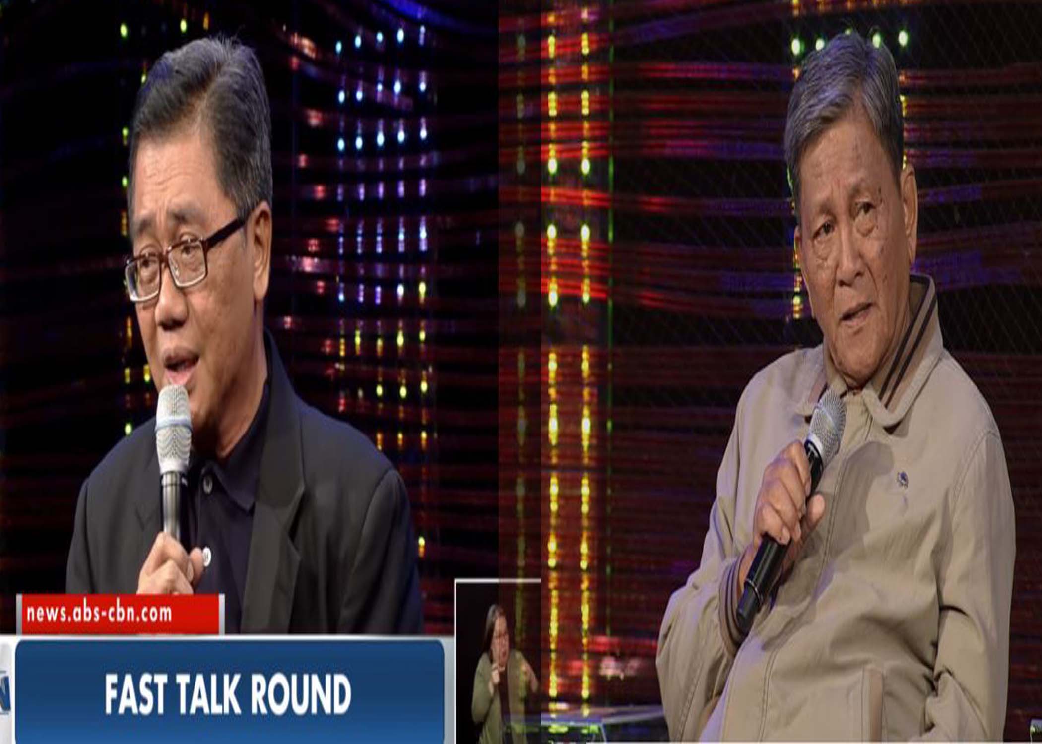 Senate hopefuls Ding Generoso and Ernesto Arellano speak at ABS-CBN Townhall debates earlier in March. (Source: Screengrabs from ABS-CBN Youtube channel)