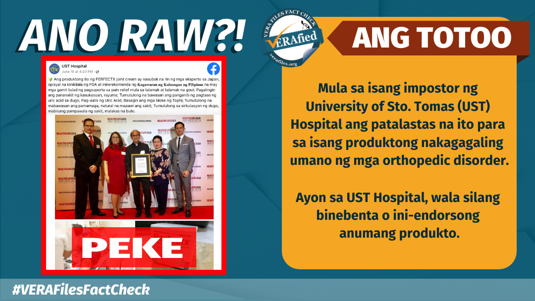 VERA FILES FACT CHECK FAKE ‘UST Hospital’ page sells unregistered