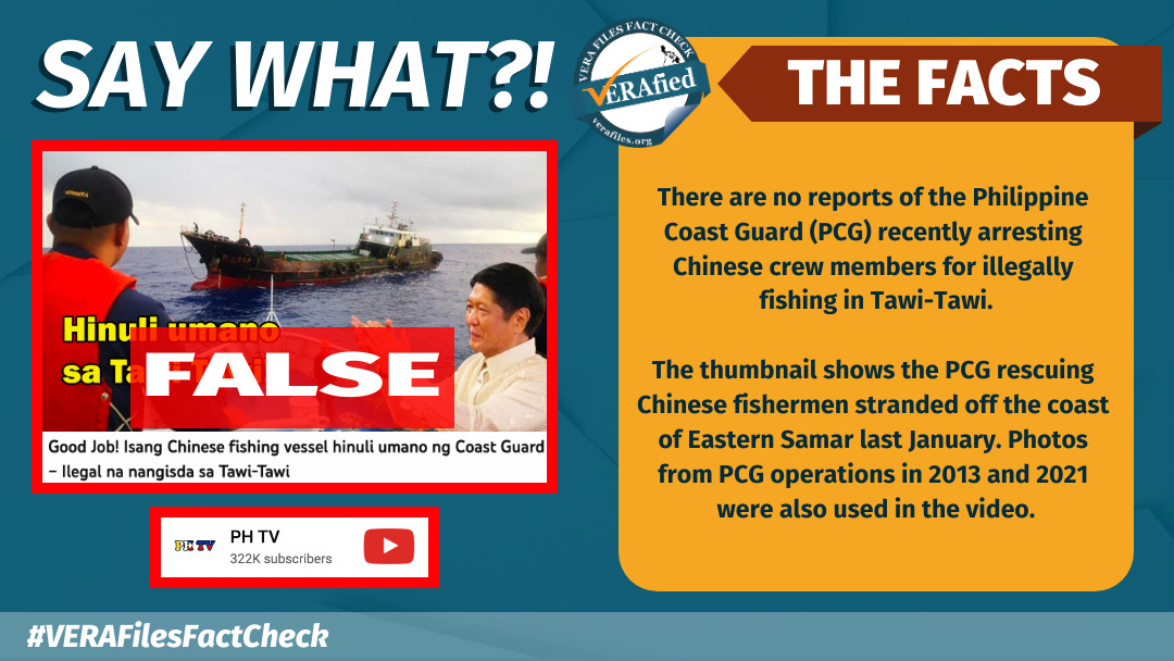 VERA FILES FACT CHECK: Coast Guard did NOT arrest Chinese fishermen in Tawi-Tawi this July