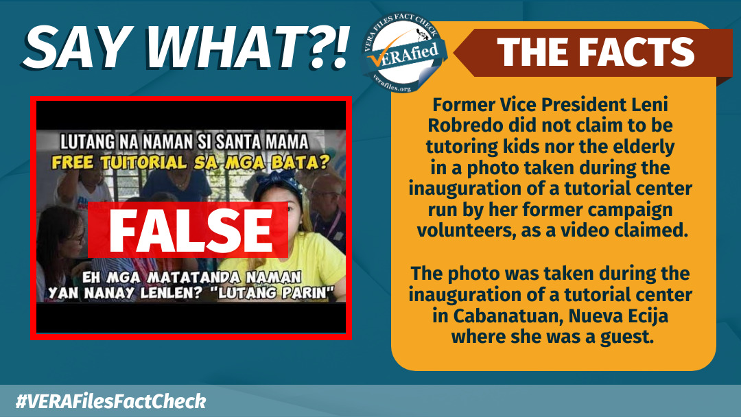 VERA FILES FACT CHECK: Robredo did NOT tutor elderly in photo - Vimarsana News