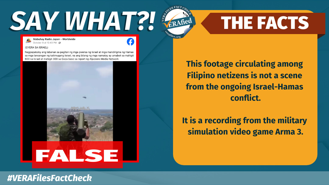 VERA FILES FACT CHECK: Video game footage FALSELY claimed as scene from Israel-Hamas conflict 