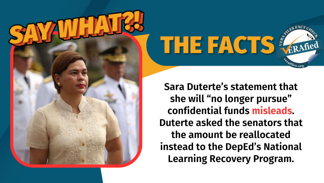 VERA FILES FACT CHECK: Sara Duterte’s statement on confidential funds MISLEADS