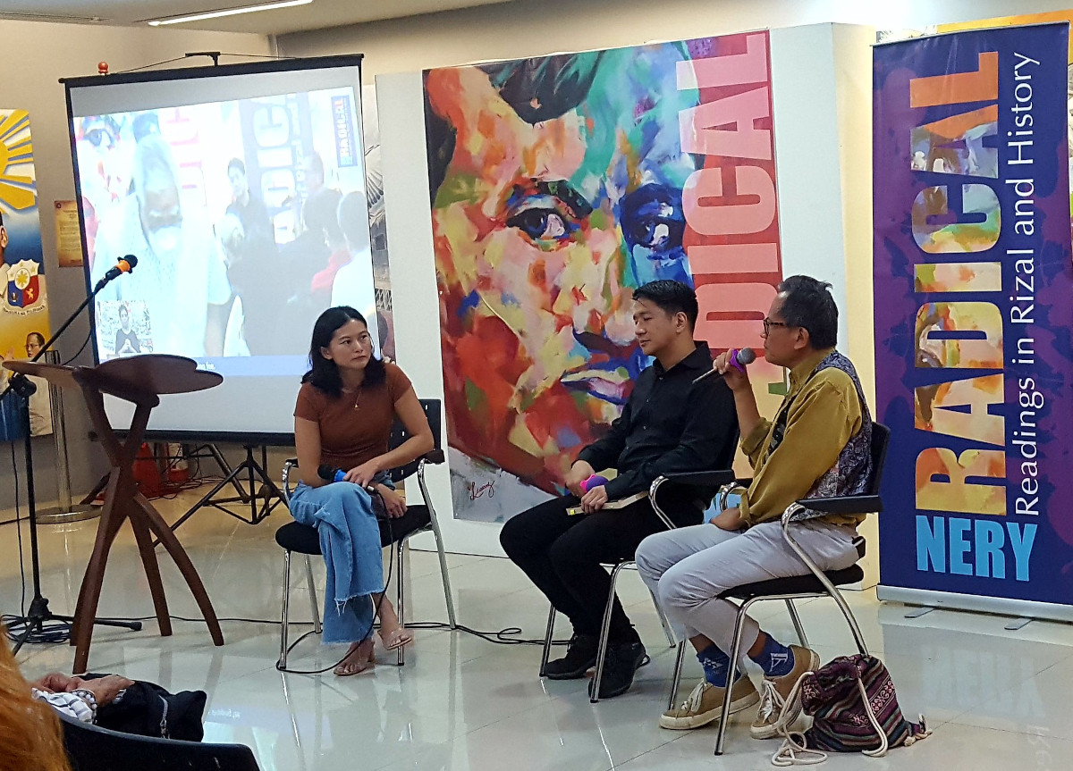 Part of the book launch was a panel discussion on Rizal with (from left) Rappler reporter Pia Ranada as moderator, Rizal studies teacher Paolo Paculano, and journalist-documentarist Howie Severino.