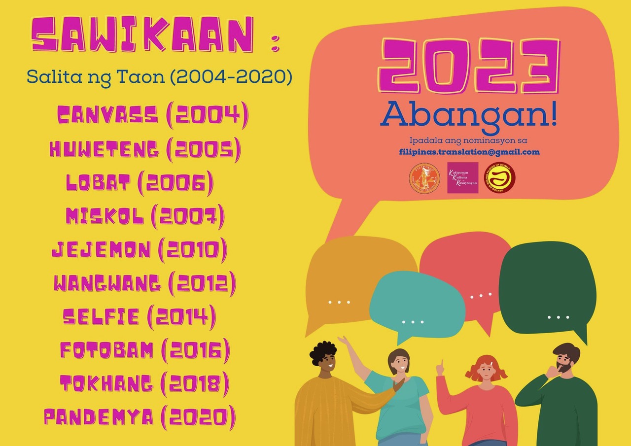 Sawikaan Salita ng Taon 2004-2020. Source: Sawikaan FB page