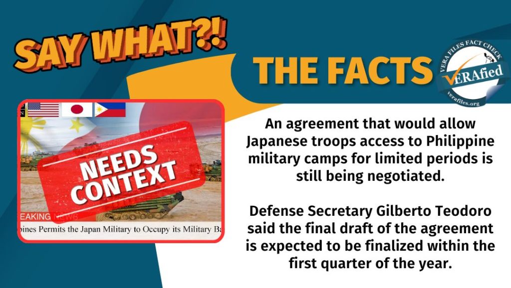 VERA FILES FACT CHECK: Claim that PH allowing Japanese troops in its ...