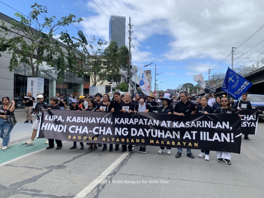 Slogans and placards at the rally showed strong opposition to attempts to change the Constitution that was passed in 1987 following the 1986 restoration of democracy in the country. 1/10 Photo by Bullit Marquez for VERA Files