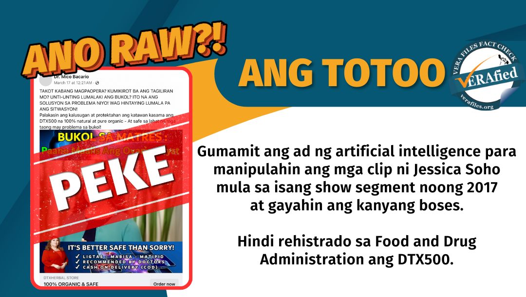 jessica soho report glutathione VERA FILES FACT CHECK: Video of Jessica Soho promoting a food supplement  AI-ALTERED