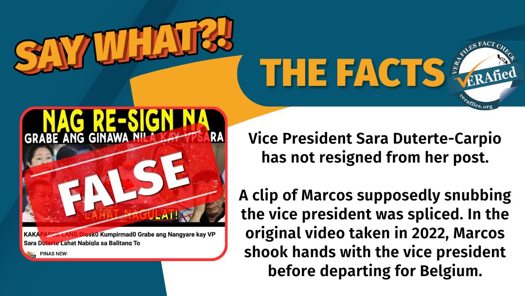VERA FILES FACT CHECK: Sara DID NOT resign, video of Marcos snub SPLICED