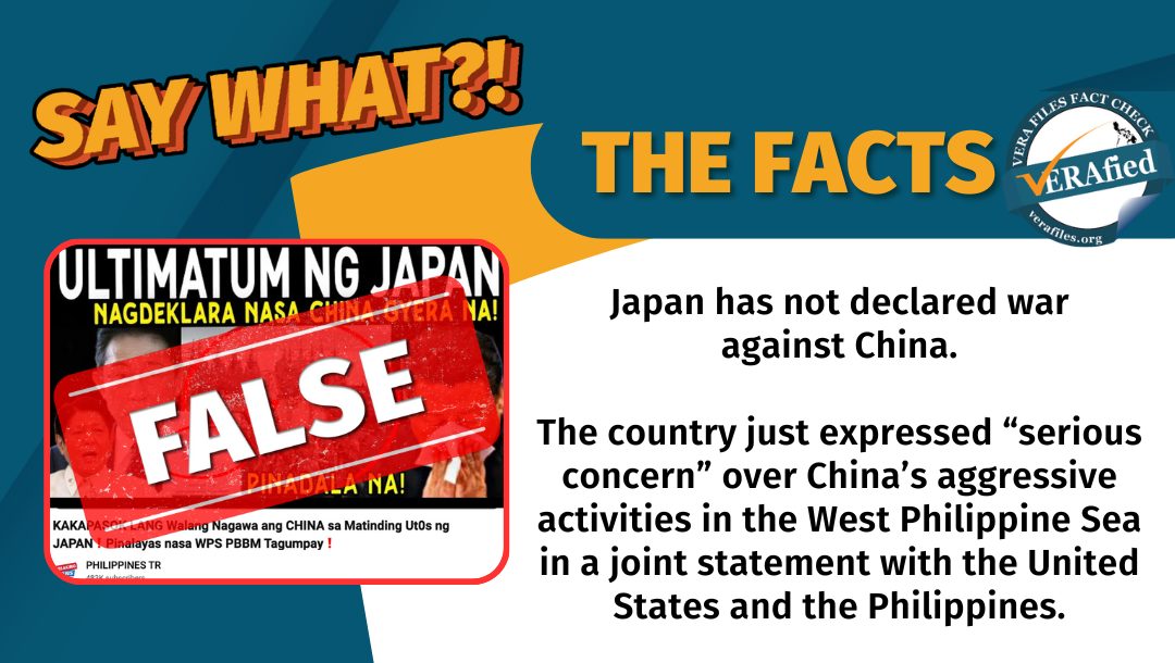 VERA FILES FACT CHECK: Japan DID NOT declare war on China over WPS row