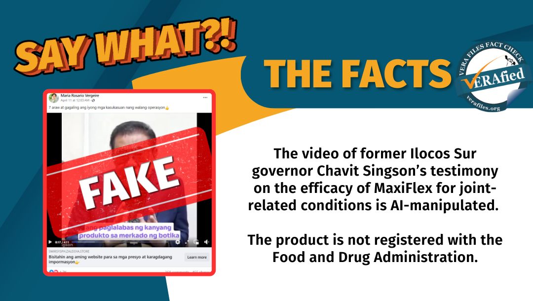 VERA FILES FACT CHECK: AI-edited ad shows Chavit Singson promoting bogus product