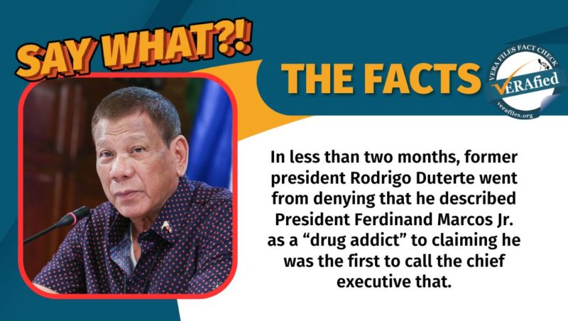 VERA FILES FACT CHECK: Duterte seesaws again on calling Marcos a ‘drug ...