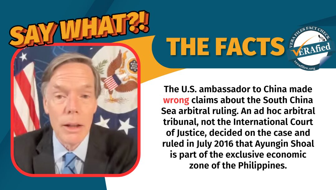 VERA Files Fact Check: An ad hoc arbitral tribunal, not the ICJ, ruled on the case of the Philippines against China which did not cover territorial sovereignty issues.