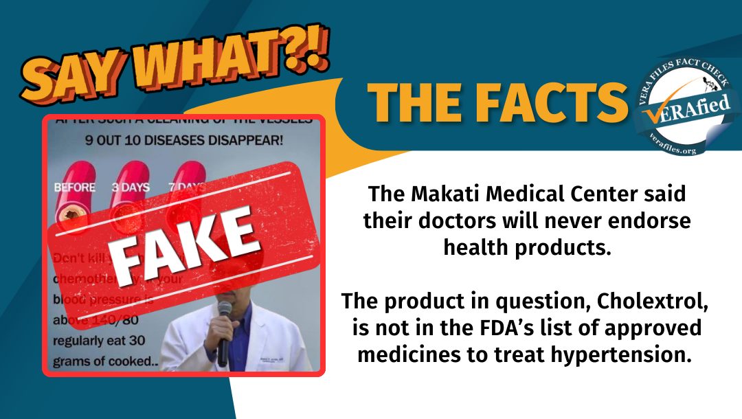 VERA FILES FACT CHECK: Cardiologist from Makati Medical Center NOT promoting hypertension cure
