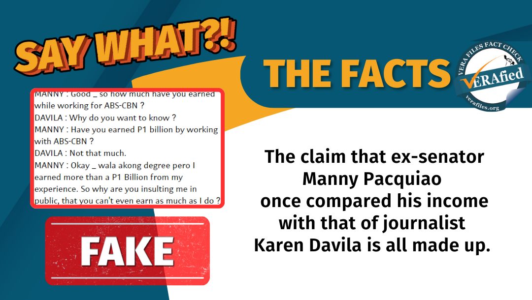 VERA FILES FACT CHECK: FAKE exchange between Pacquiao, Karen Davila reappears on FB