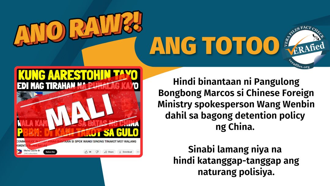 NO Marcos threat on Chinese foreign spox - Vimarsana News
