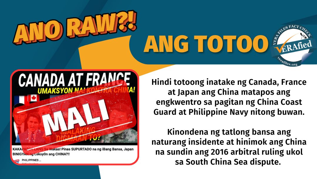 FACT CHECK: HINDI inatake ng Canada, France at Japan ang China dahil sa panghaharas na naman nito sa West Philippine Sea