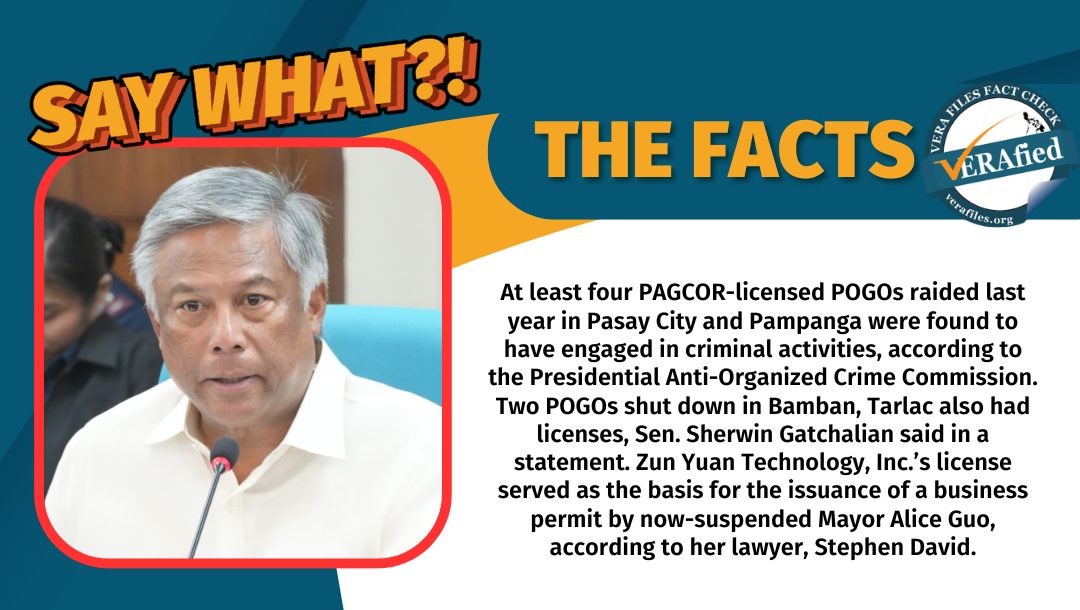 FACT CHECK: PAGCOR wrongly claims licensed POGOs do not engage in criminal activities