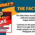 VERA FILES FACT CHECK - THE FACTS: The fake Army recruitment call redirects people into a bogus website. Contrary to the posts’ claims, there is an age limit and only single people can apply in the Philippine Army.