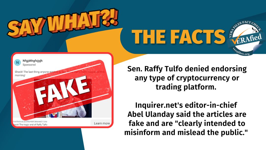 FACT CHECK: BOGUS ad using Raffy Tulfo reappears on FB