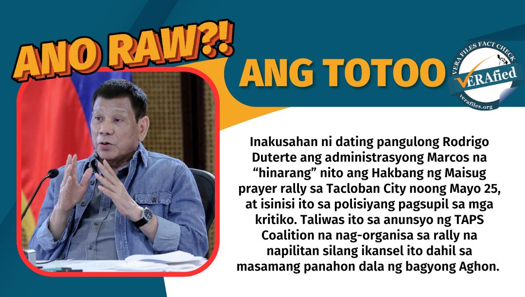 FACT CHECK: Kampo ni Duterte bumaligtad sa pagkansela ng rally sa Tacloban