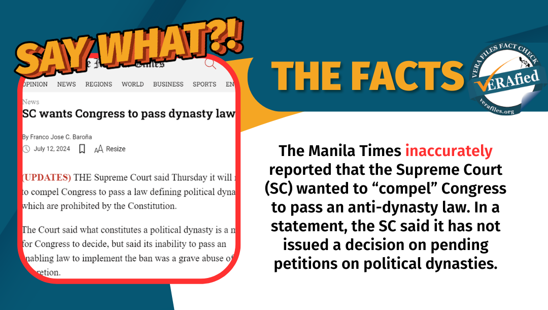 FACT CHECK: The Manila Times inaccurately reports SC ruling on anti-dynasty bill