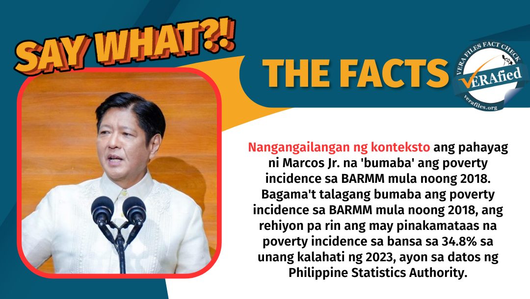 VERA FILES FACT CHECK - THE FACTS: Nangangailangan ng konteksto ang pahayag ni Marcos Jr. na bumaba ang poverty incidence sa BARMM mula noong 2018.