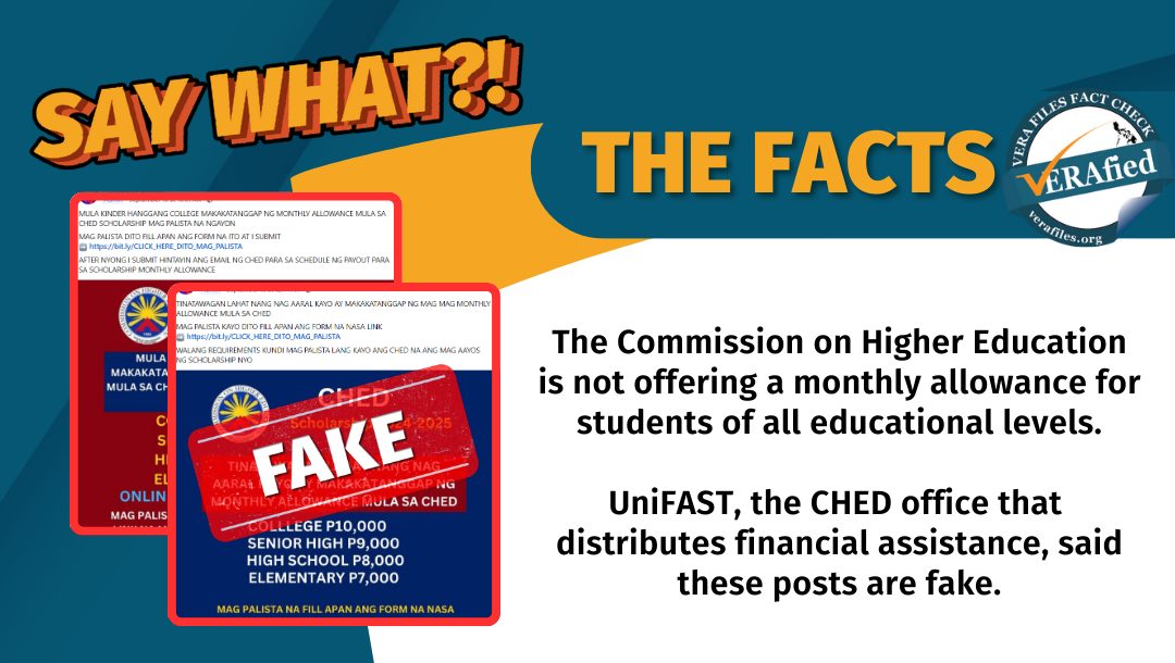 FACT CHECK: CHED is NOT giving a ‘monthly allowance’ for all Filipino students