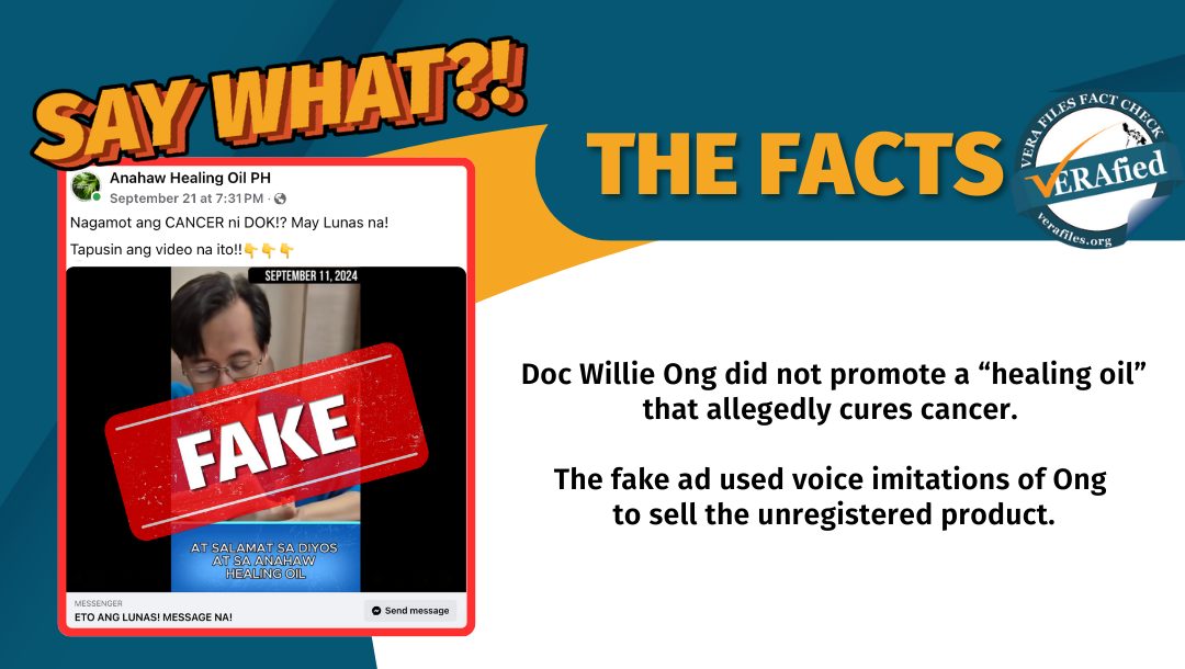 FACT CHECK: Doc Willie Ong DID NOT endorse healing oil for cancer