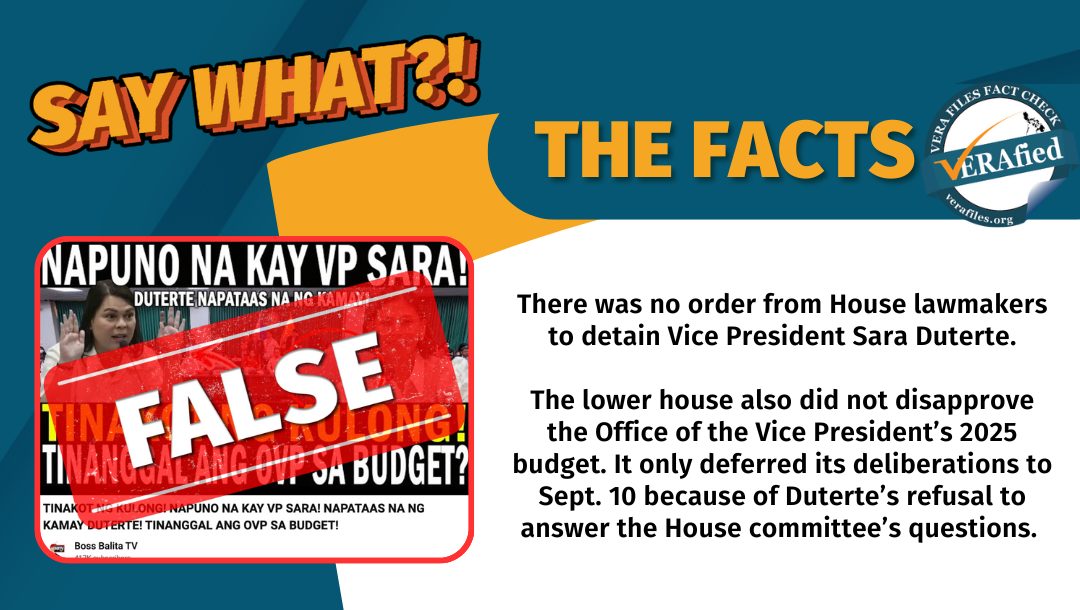 FACT CHECK: NO order to arrest Sara, remove OVP’s 2025 budget