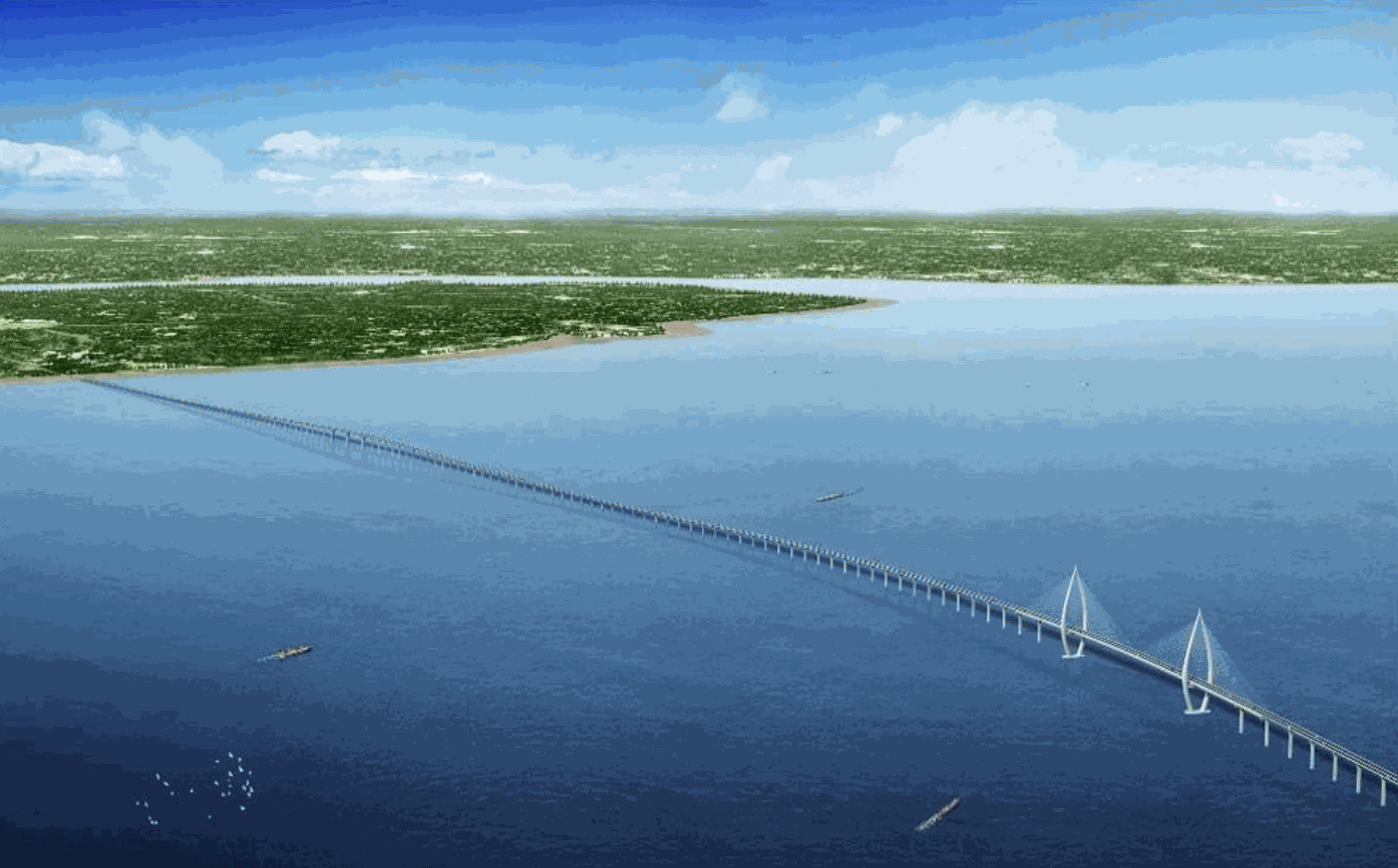 Panay-Guimaras-Negros Bridge’s perspective design and project area map. Sources: Department of Public Works and Highways’ updated Environmental Impact Statement Report; Contract Agreement for Consulting Services for the DED and TA of PGN Island Bridges Project