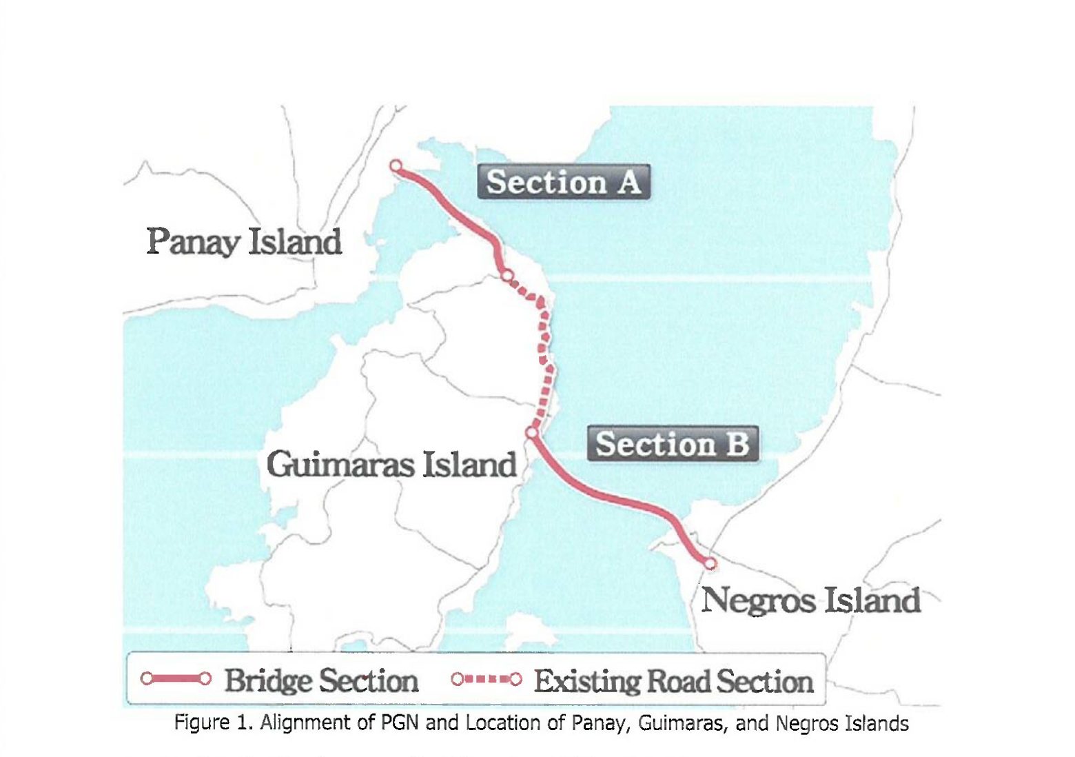 Panay-Guimaras-Negros Bridge’s perspective design and project area map. Sources: Department of Public Works and Highways’ updated Environmental Impact Statement Report; Contract Agreement for Consulting Services for the DED and TA of PGN Island Bridges Project